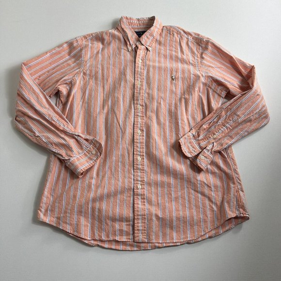 Ralph Lauren Other - Ralph Lauren Shirt Mens Size XL Orange White Blue Striped Classic Fit Oxford